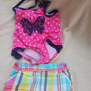 2 PC, bathing suit, and shorts 12m